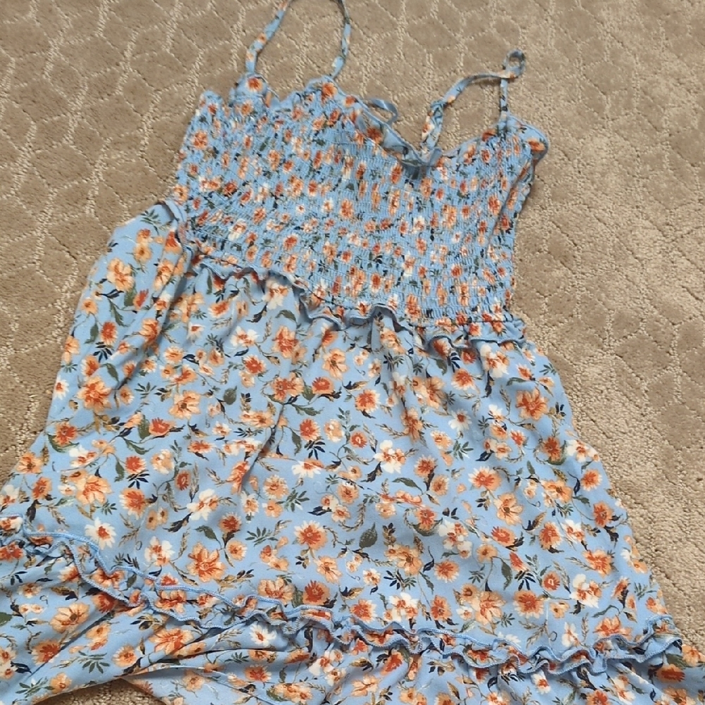 Floral Blue Midi Dress